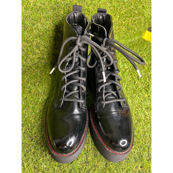 Steve Madden Cool Planet Kreed Patent Leather Platform Zipper Boot 8.5 - Picture 5 of 16